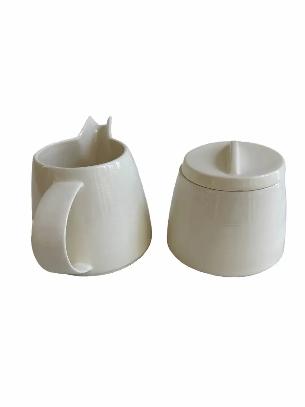 Gluckstein Home White Ivory Porcelain Sugar and Creamer Set Ribbed Texture